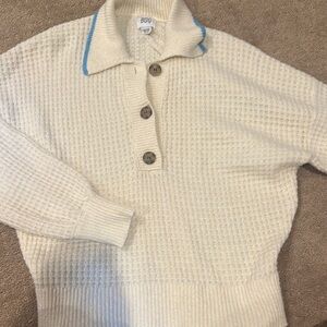 BDG Cream Ribbed Knit Sweater